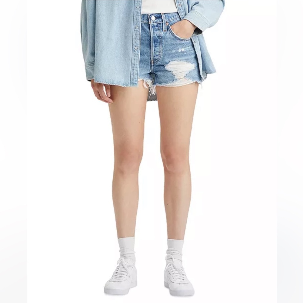 Nwt Levi's Women's 501 Button Fly Cotton High-Rise Denim Shorts 31